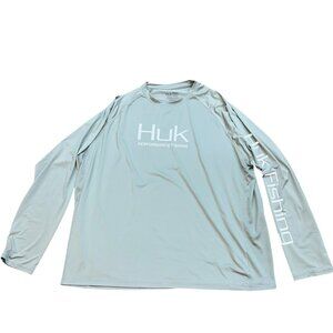 HUK Pursuit Vented Performance Long Sleeve UV Fishing Shirt Light Grey XXXL